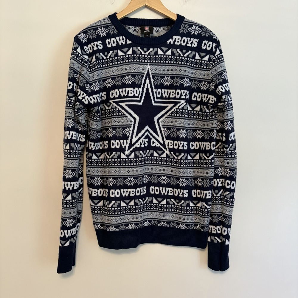 Dallas Cowboys Team Sweater M Knit NFL Holiday Blue Football Christmas Winter